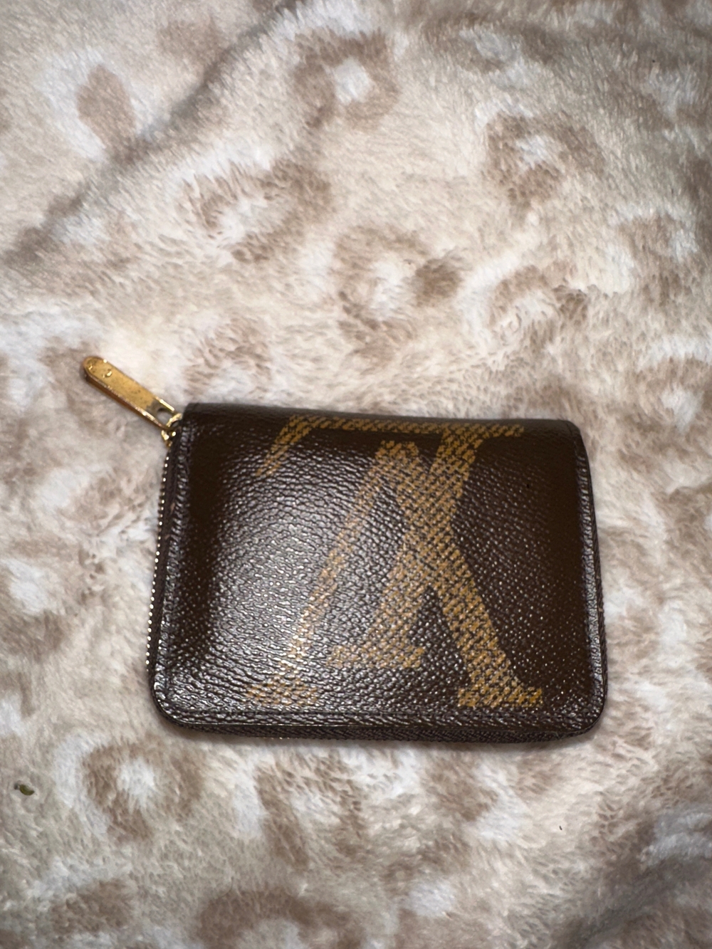 Monogram Brown Leather Zip Card Holder - Picture 1 of 5